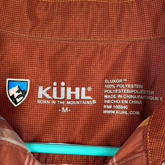 Kuhl Pearl Snap Button Shirt Men's Medium Orange Plaid Western Outdoors Work - Picture 6 of 11